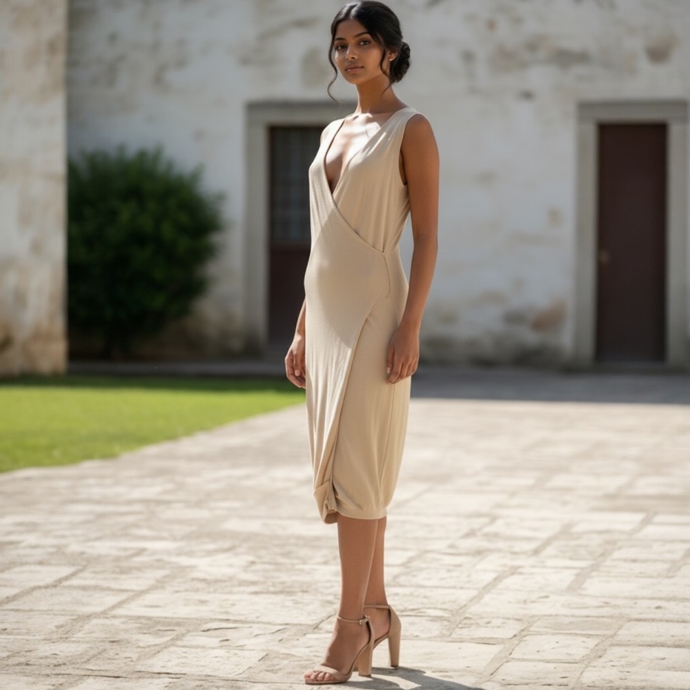 NWT Lavinia Conti Conceptual Bodycon Knit Wrap Sheath
